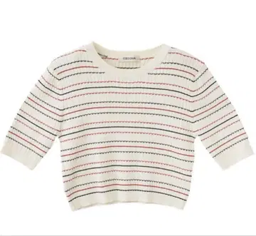 COCODEAL 보더 케이블 하프 슬리브 니트 아이보리
