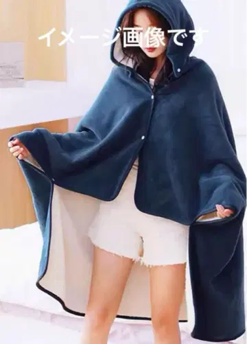 입는 담요 후드 부착 담요 판초 룸웨어 네이비