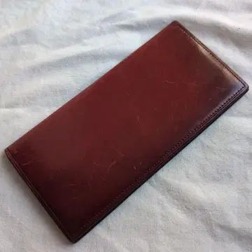 YUHAKU 다크 레드 가죽 장지갑