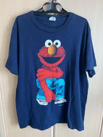 엘모 프린트 네이비 T셔츠