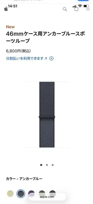 46mm 케이스용 앵커 블루 스포츠 루프
