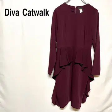 Diva Catwalk 드레스 원피스 긴팔 플리츠 실루엣 벨로아 느낌