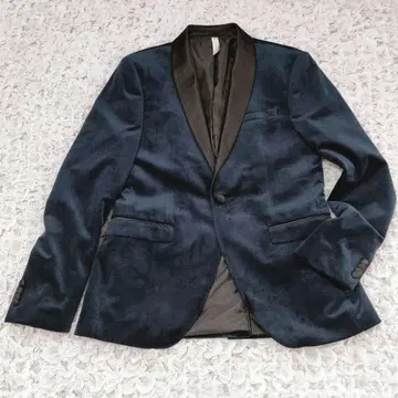 새상품 ZARA 자라 벨로아 턱시도 테일러드 자켓 네이비
