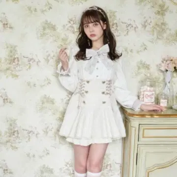 리즈리사 메시 리본 트위드 셋업 화이트