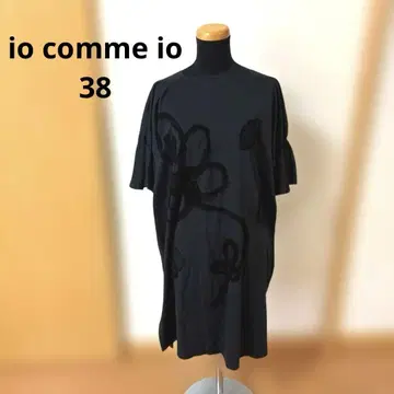 io comme io 38 블랙 꽃 모티브 튜닉