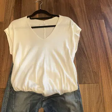 SLOBE iENA 화이트 V넥 T셔츠