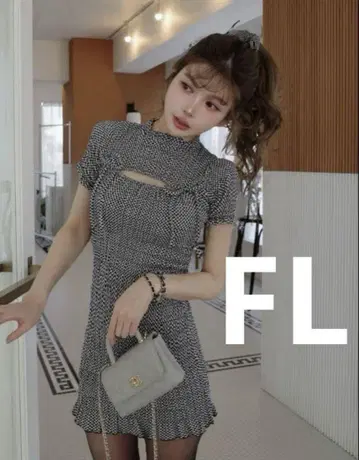 다리치 Darich 리본 셔링 체크 미니 원피스 FL