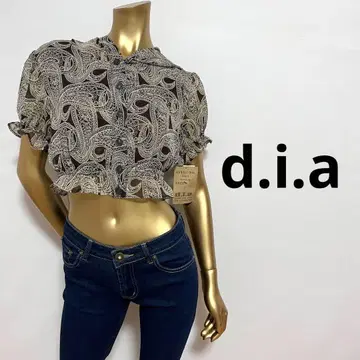 [ 0731 ] d.i.a 페이즐리 무늬 후드 부착 숏 기장 상의 F