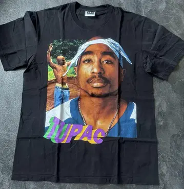 2pac Tupac 그래픽 T셔츠 블랙 블랙 힙합 양면