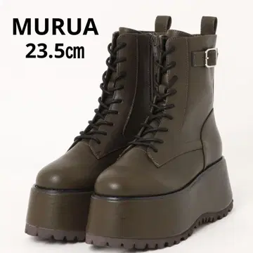 MURUA 무루아 레이스업 통굽 부츠 브라운 23.5cm