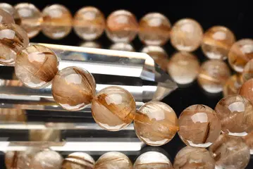 호박색의 밀집침 타이거 타이틴 루틸 쿼츠 10.5mm 팔찌