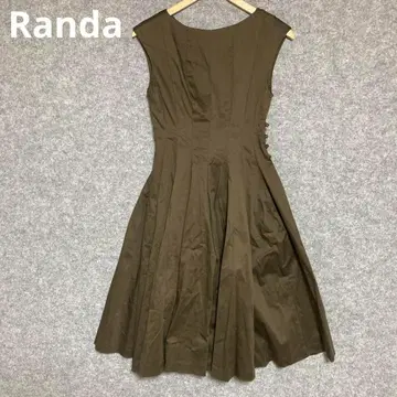 Randa 브라운 계열 슬리브리스 무릎 기장 원피스