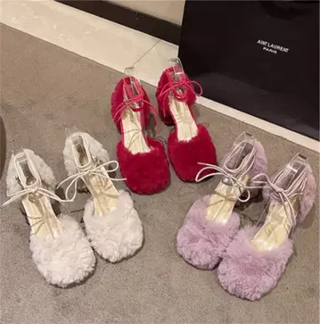 퍼 소재 하이힐 3색 전개