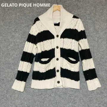 GELATO PIQUE HOMME 블랙과 화이트 스트라이프 가디건