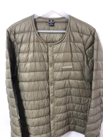 몽벨 다운 자켓 M 올리브 베이지 새상품급