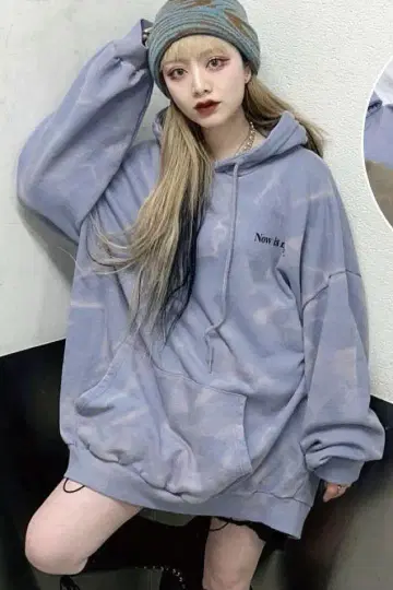 VOLCAN & APHRODITE 타이다이 패턴 BIG 후드티 연보라