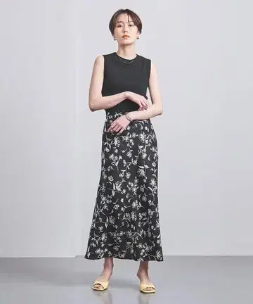 UNITED ARROWS/린넨 플라워 프린트 맥시 스커트
