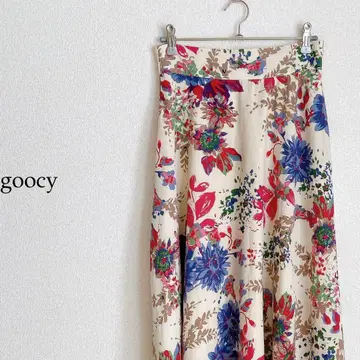 구스 goocy Paint FLOWER 미들 스커트 베이지 계열 F