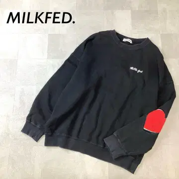 MILKFED. 하트 엘르 패치 맨투맨 블랙