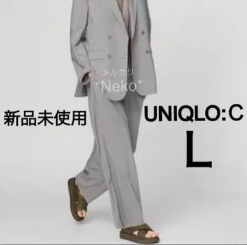유니클로 감동 턱 와이드 팬츠 L 사이즈 그레이