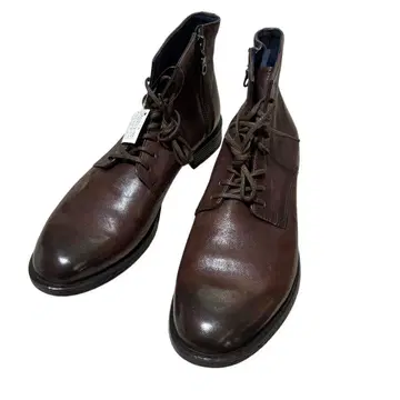 미사용 스테파노 로시 레이스업 부츠 브라운 사이드 지퍼 25.5