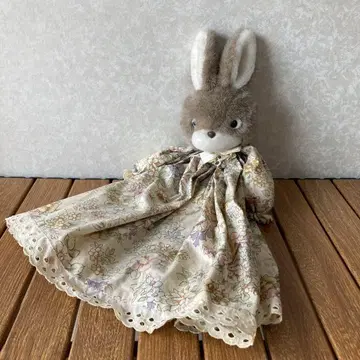 쇼와 레트로 토끼 봉제 인형 토끼 동물 꽃무늬 원피스 인형