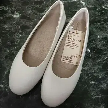 무인양품 피로를 덜어주는 가죽 플랫슈즈 화이트 24.5cm 화이트 펌프스