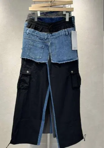 ABITOKYO 이소재 절개 카고 팬츠 데님