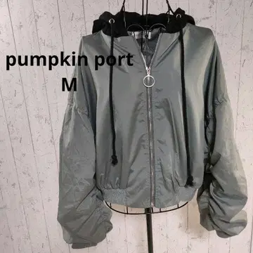 pumpkin port 후드 부착 그레이 점퍼 M 벌룬 슬리브