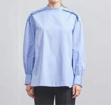 UNITED ARROWS 정가 2만 엔 턱 프릴 하이넥 블라우스