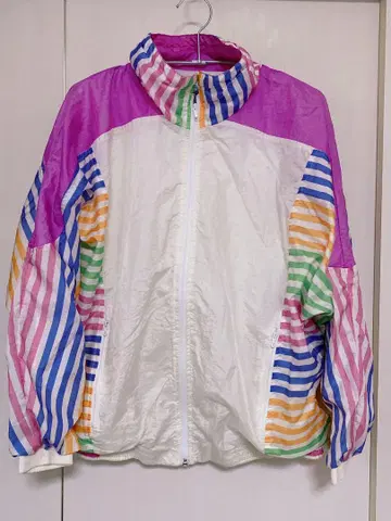 80s 빈티지 컬러풀 나일론 블루종