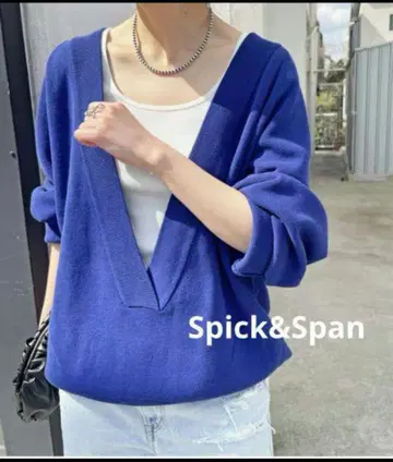Spick & Span 밀라노 리브 V넥 뉴앙스 풀오버