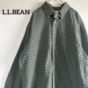 L.L.BEAN 남성용 버튼 다운 셔츠 M 체크 GREEN