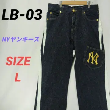 LB-03 루비 스트라이프 청바지 NY 양키스 남성용 자수