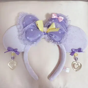 디즈니 머리띠 미니 리본 보라색 귀찌 포함
