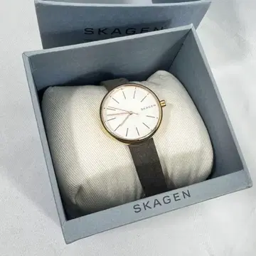 SKAGEN 손목시계 쿼츠 화이트/골드