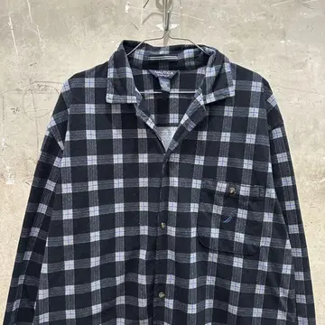 US 구제 의류 NAUTICA 노티카 체크 셔츠 파자마 룸웨어 오픈 카라