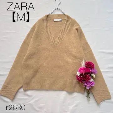 자라 양모 V넥 니트 스웨터 보송보송 ZARA 베이지 [ M ]