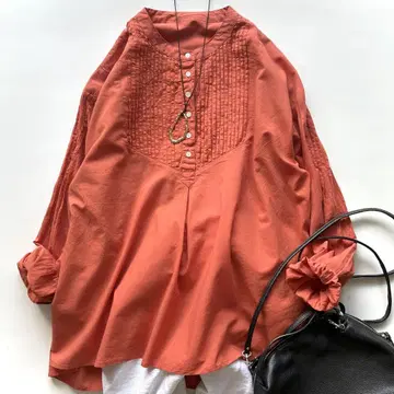 어반 리서치 코튼 핀턱 셔츠 블라우스 긴팔 인도면