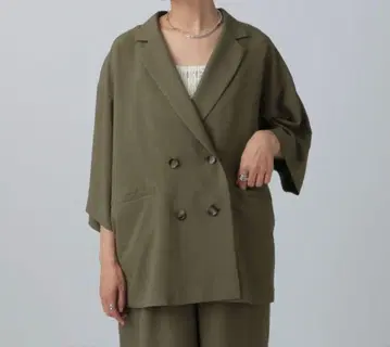 렙심 린넨라이크 크루즈 W 5부 소매 자켓 모카키
