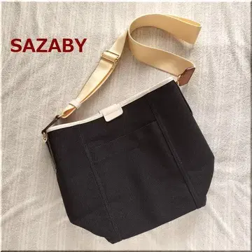 하자품 SAZABY 사선 숄더 버킷형 캔버스 빅 마더스 백