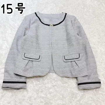빅 사이즈 15호 XXL 노카라 트위드 자켓 리본 버클