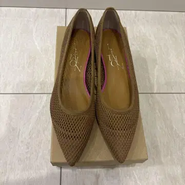 브라운 메쉬 플랫슈즈