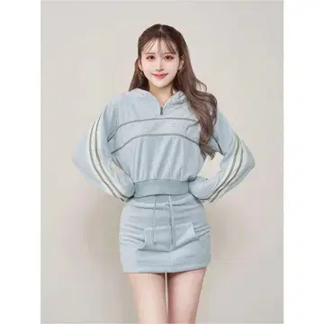 Darich 라인 벨로아 숏 후디 sax 스카이블루