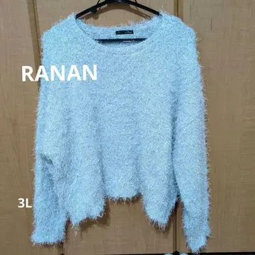 라메 샤기 니트 긴팔 실버 그레이 3L 미사용 새상품 RANAN