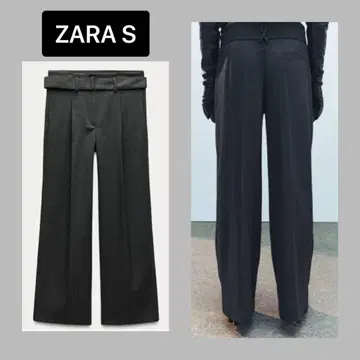 ZARA 벨트 포함 체크 와이드 팬츠 S 새상품
