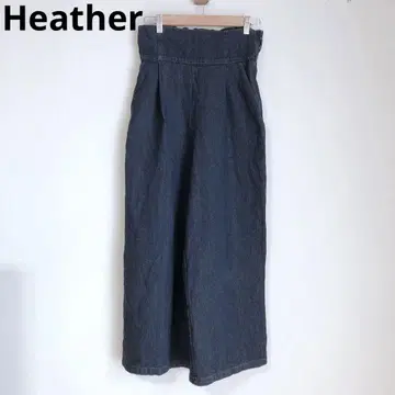 헤더 와이드 팬츠 데님 청바지 면 혼방 루즈핏 여성용 하의 S