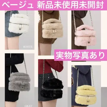 다리치 페이크 퍼 숄더 미니백 베이지 새상품