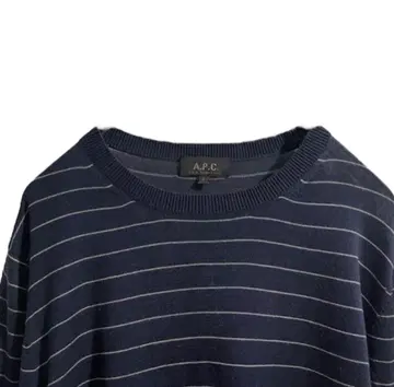A.P.C. 아페쎄 보더 코튼 니트 네이비