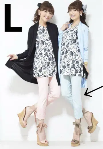 새상품급 앤드러브 L 사이즈 까멜리아 레이스 팬츠 &LOVE QVC